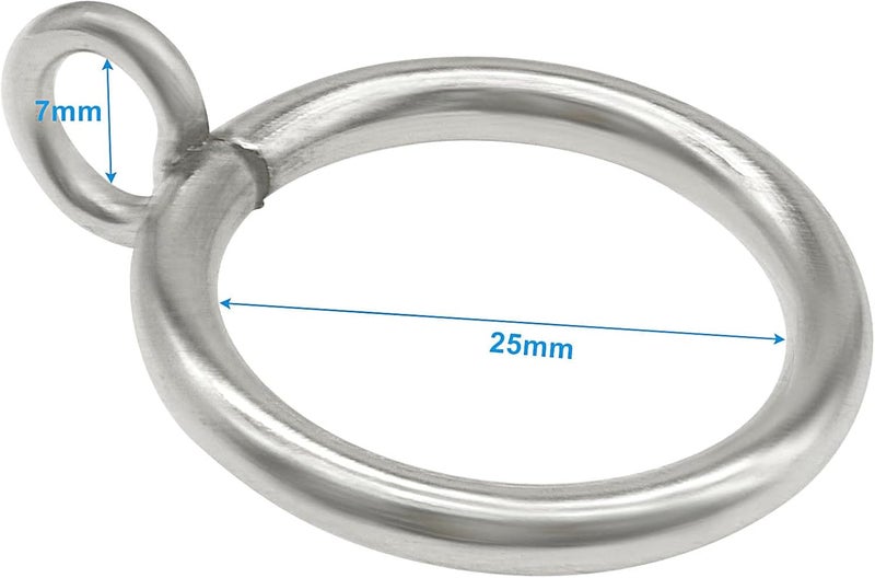 Bivethoi 28 Pack Metal Curtain Rings, with Eyelets Curtain Rings 1 Inch Inner Diameter Drapery Rings, Silver Curtain Rings for Curtain Rods - Image 3